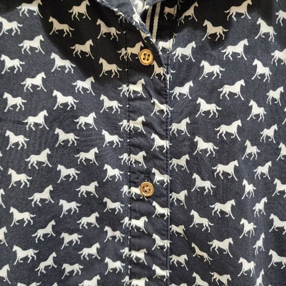 Charter Club Shirt Women's Size L Navy Horse Print Button Down - Picture 10 of 16